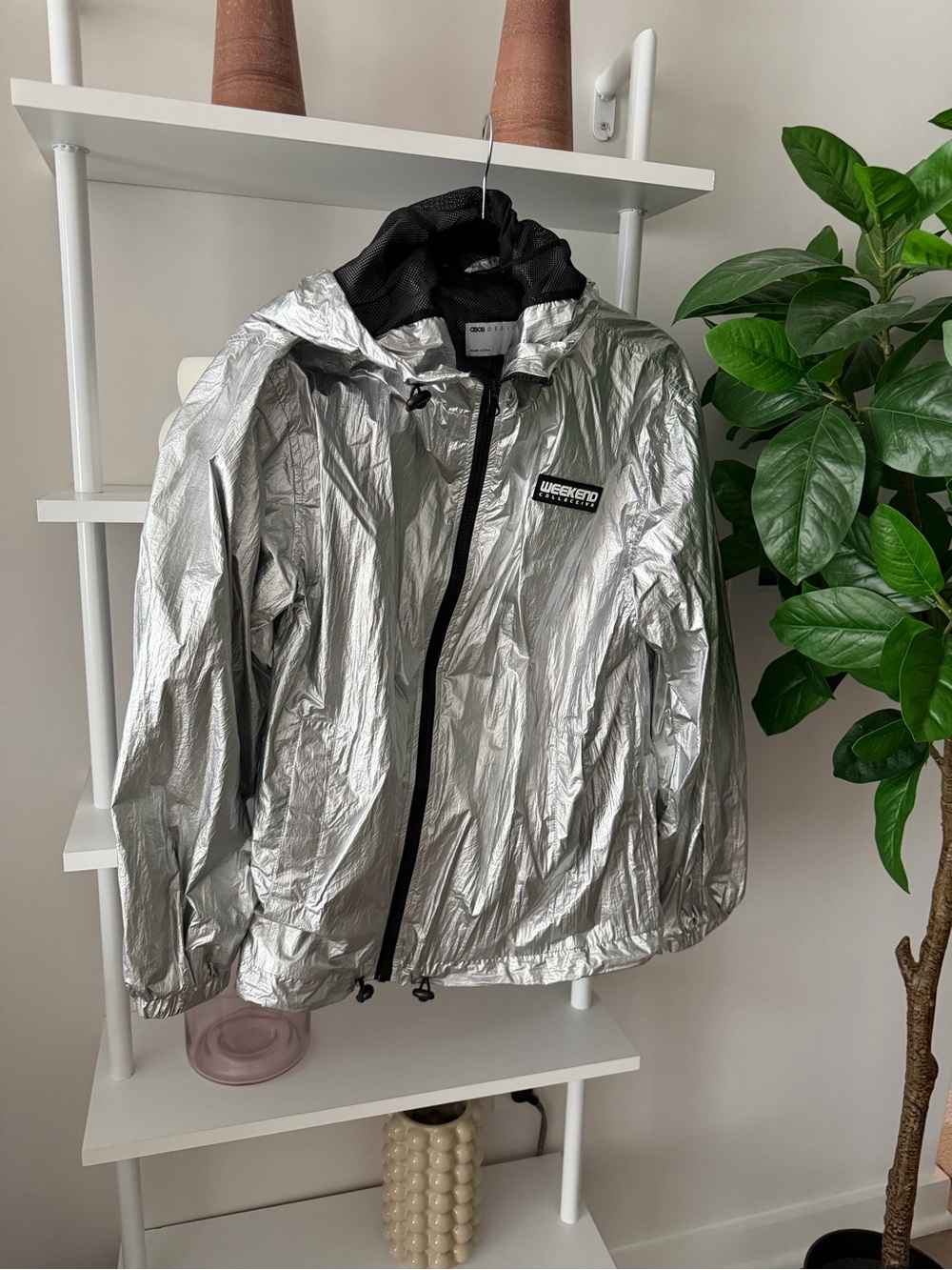 ASOS Silver Metallic Rain Jacket